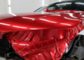 Self -adhesive vinyl film on a car